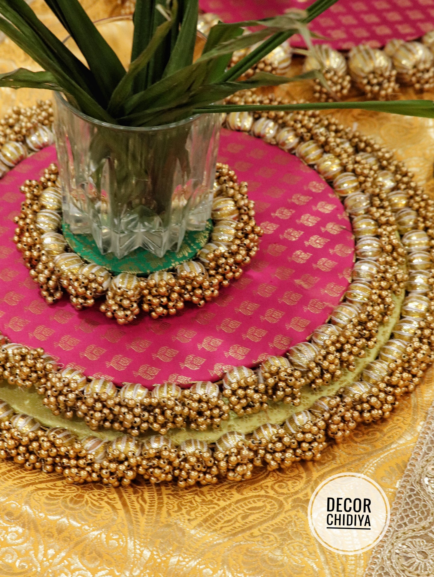 Abha – Haldi and Table Decor Set in Yellow & Pink | Indian Festive Tablescape Styling Kit ( complete set - 21 pcs)