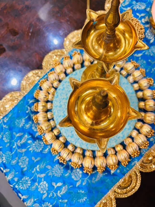 Banarasi Table runner - various sizes - Teal blue color