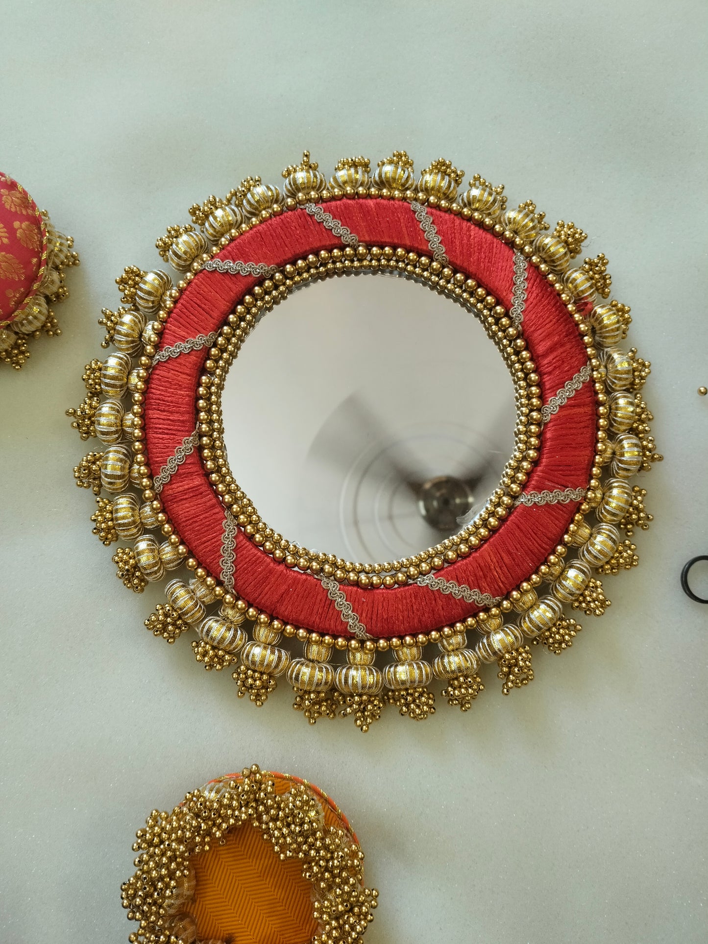 Laal Kalsi Placemat – Maroon & Gold Brocade Table Mat