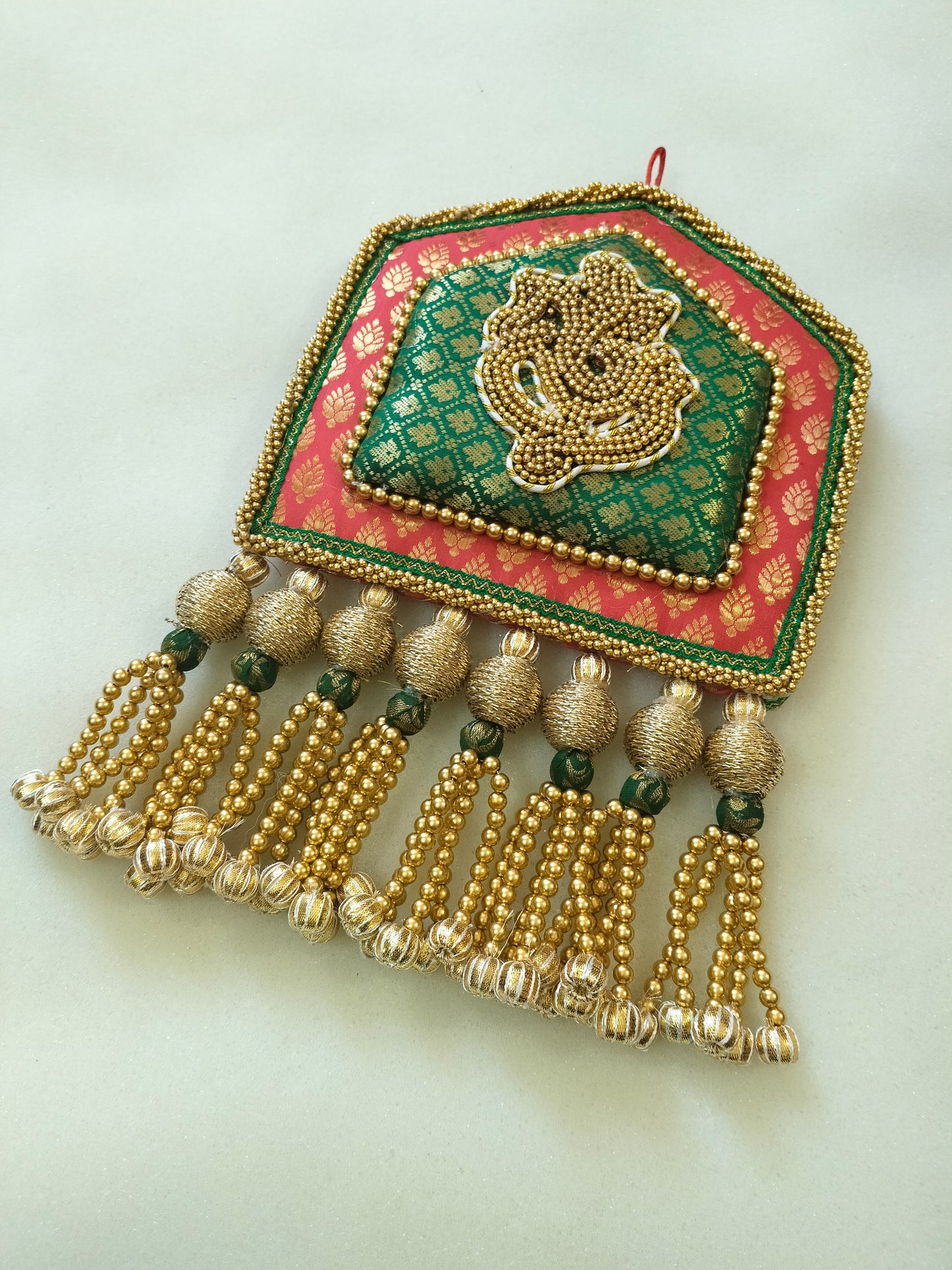 Divine Splendor: Ganpati Torana – Exquisite Brocade Wall Hanging