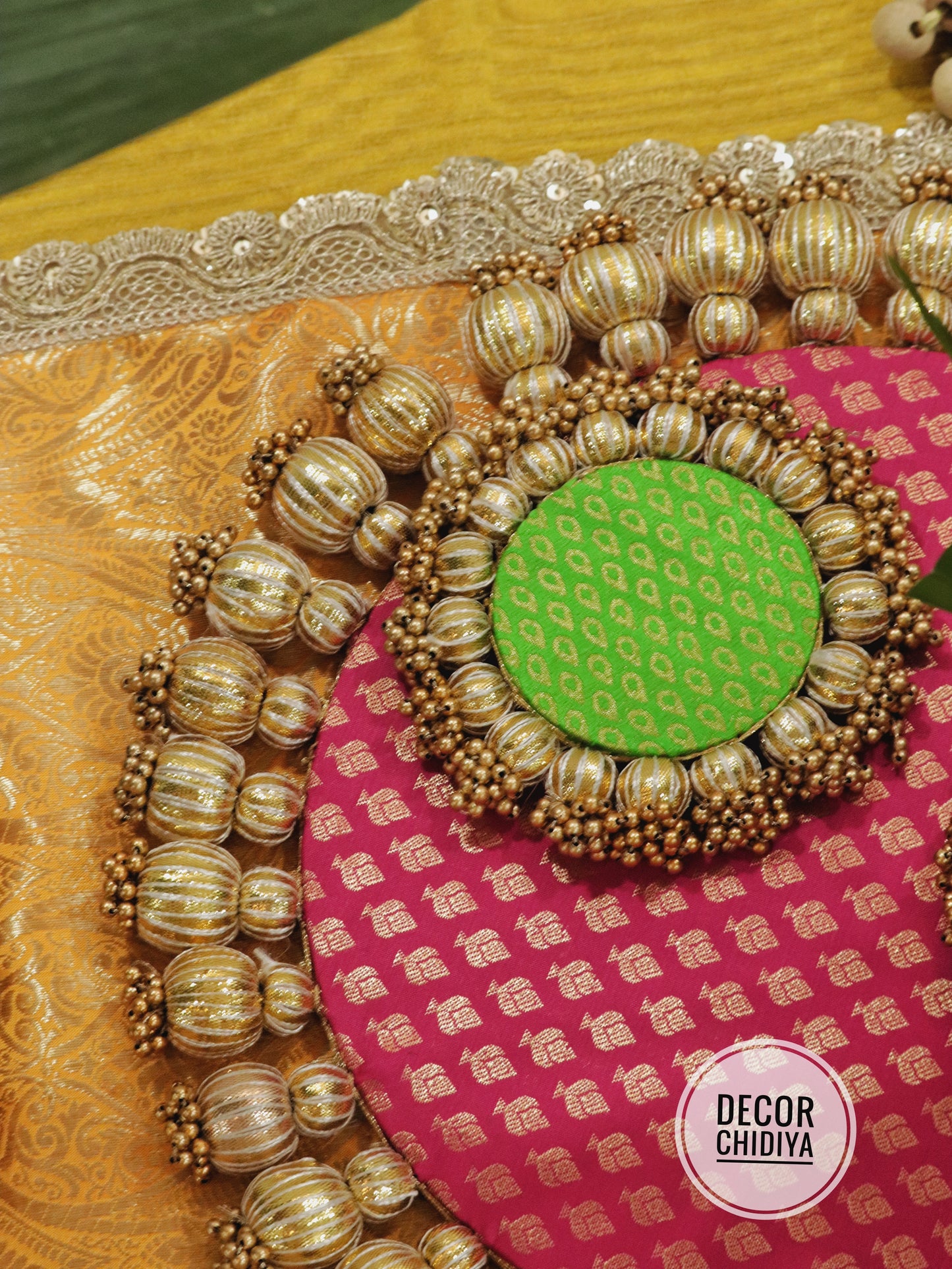 Abha – Haldi and Table Decor Set in Yellow & Pink | Indian Festive Tablescape Styling Kit ( complete set - 21 pcs)
