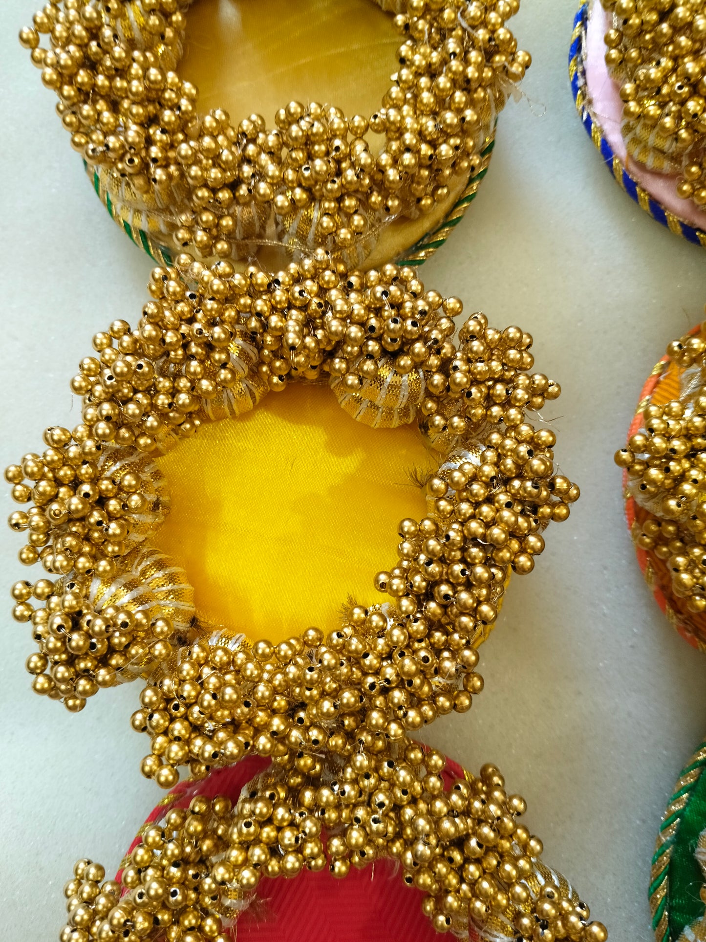 Mini Jalkan Multicolor Yellow Buti Dropping Tassel Placemat – Set of 6 | Decorative Dining Table Mats