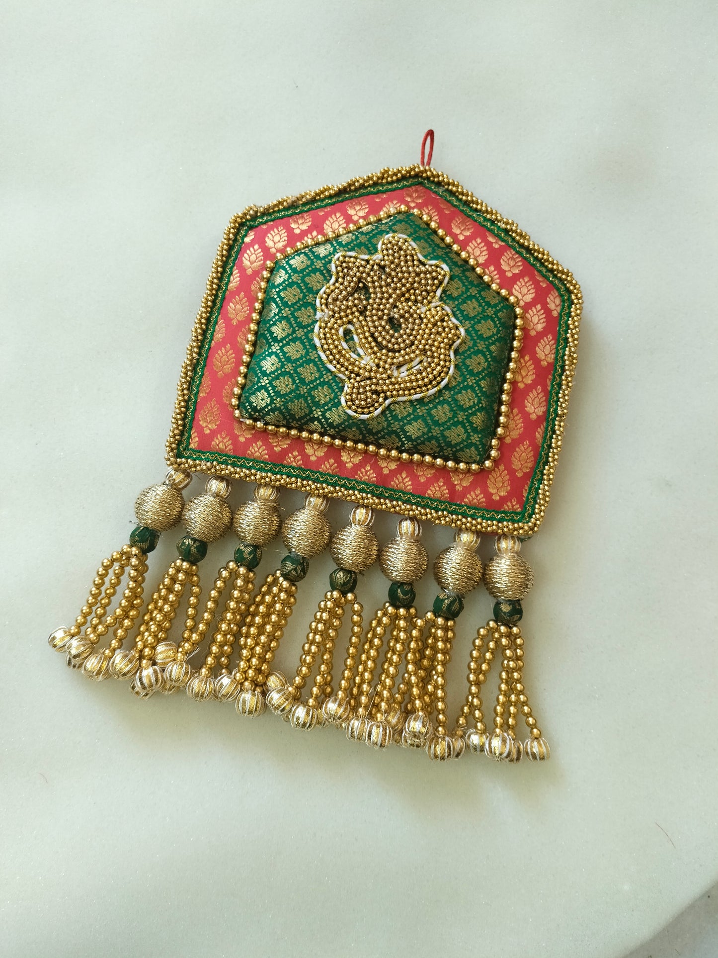 Divine Splendor: Ganpati Torana – Exquisite Brocade Wall Hanging