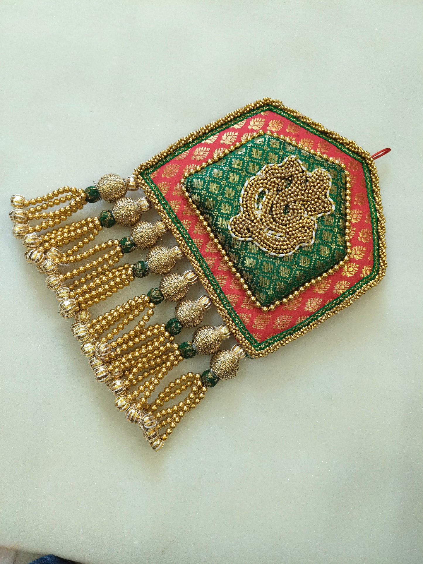 Divine Splendor: Ganpati Torana – Exquisite Brocade Wall Hanging