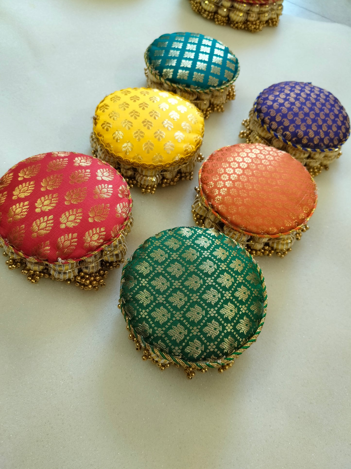 Mini Jalkan Multicolor Yellow Buti Dropping Tassel Placemat – Set of 6 | Decorative Dining Table Mats