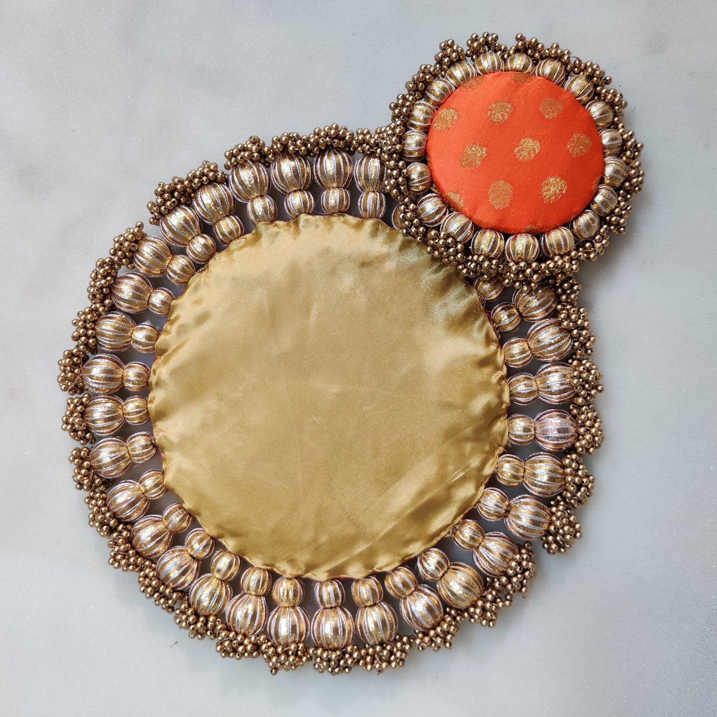 Orange & Poppy Pink Brocade Placemat Set: Set of 4 Elegant Placemats