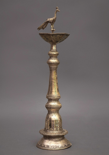 Peacock Diya Brass –Golden Brass Dokra Diya – Handcrafted Tribal Oil Lamp