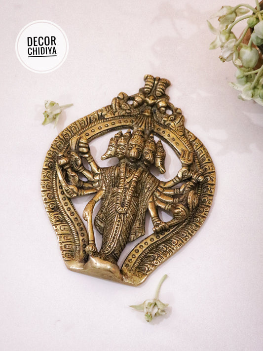 Antique hand carved brass  Panchmukhi hanuman ji
