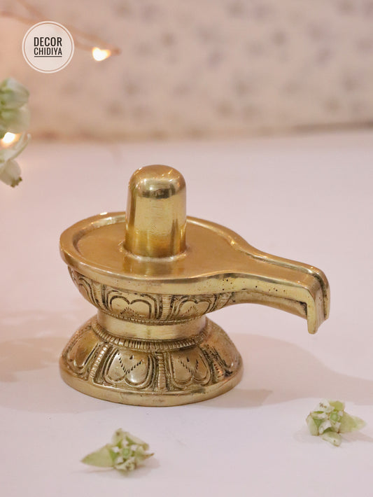 Antique hand carved brass shivling
