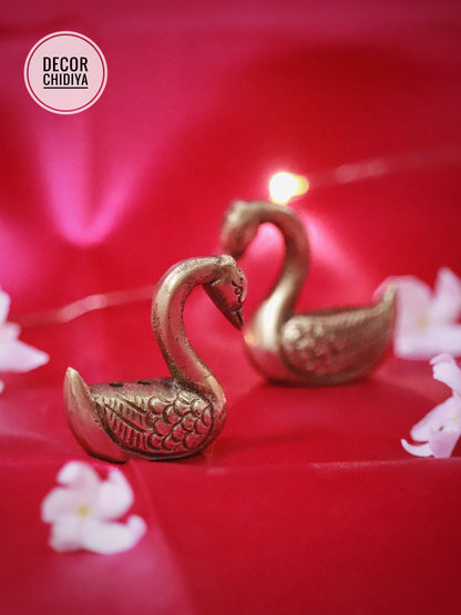 Antique hand carved Agarbatti or incense holder swan pair