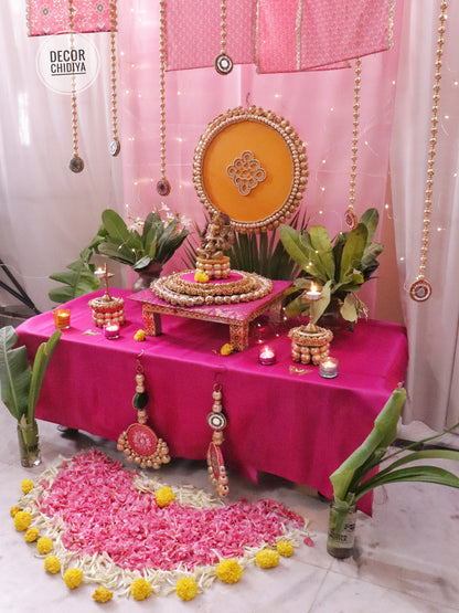 Kolam Katha – Pink Ganpati Table Decor Set (14 pcs)