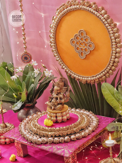 Kolam Katha – Pink Ganpati Table Decor Set (14 pcs)