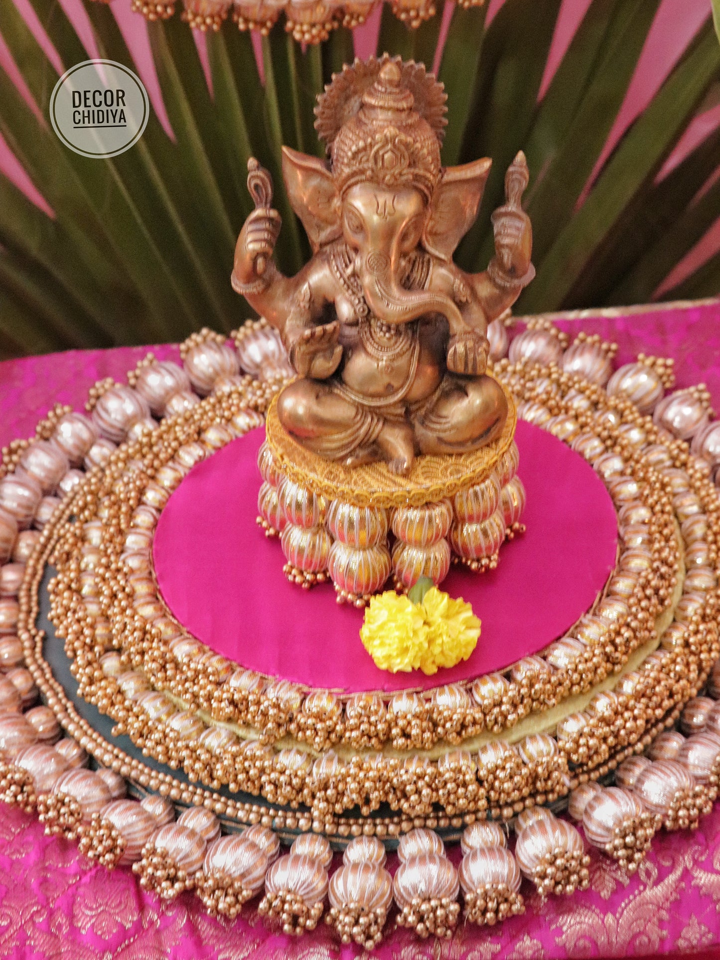 Kolam Katha – Pink Ganpati Table Decor Set (14 pcs)