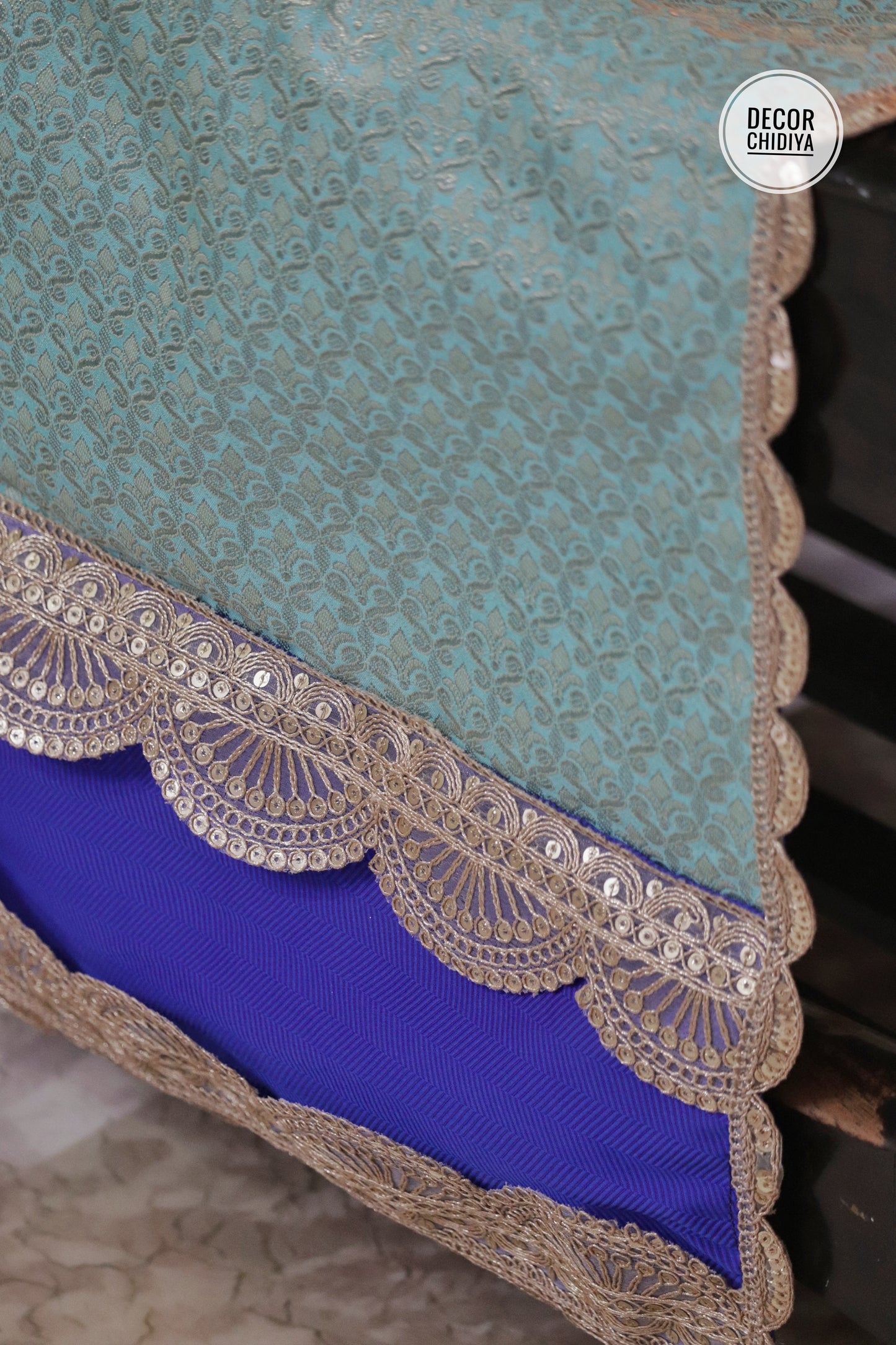 Banarasi Table  runner - various sizes - Sky blue color