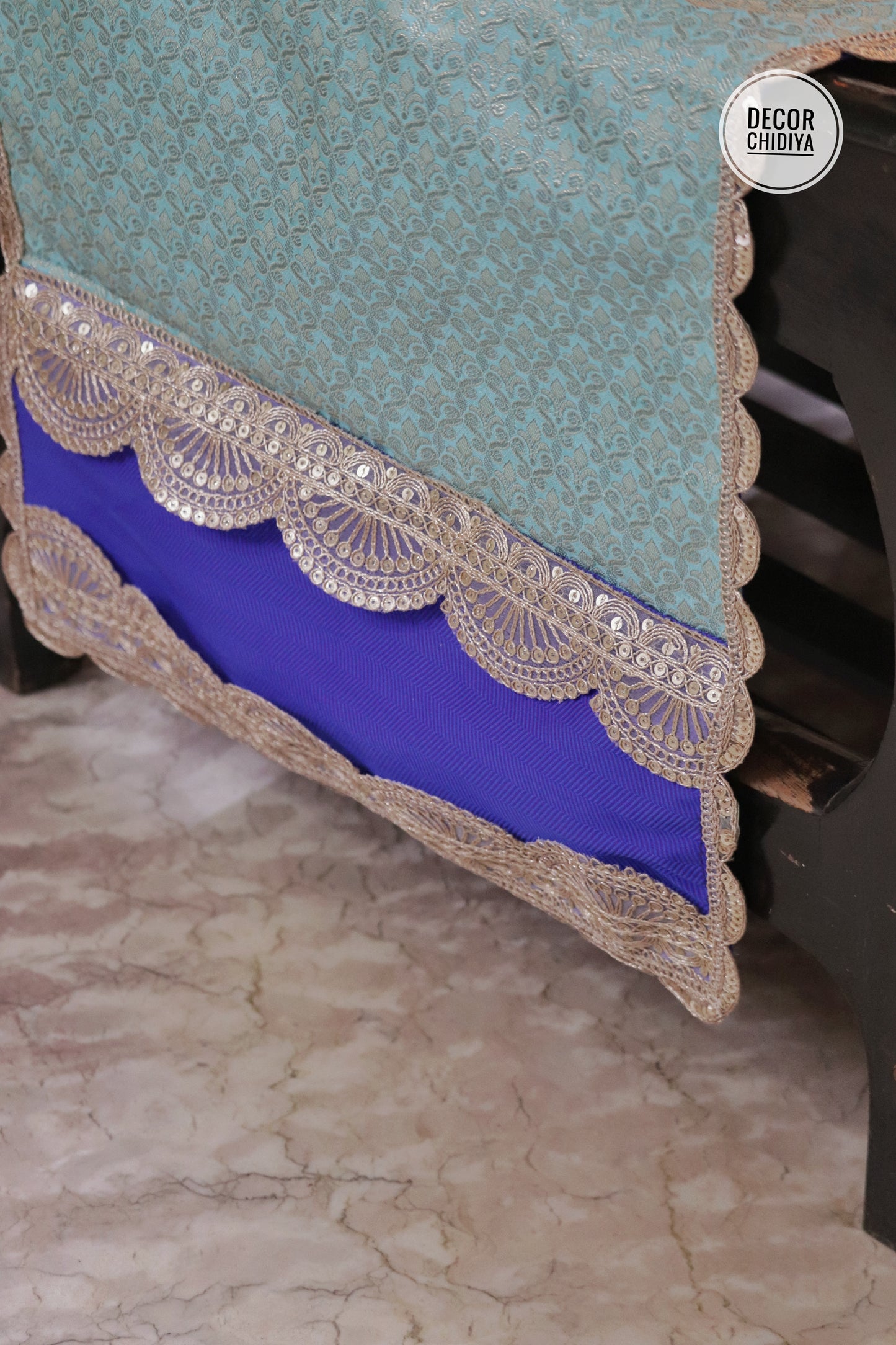 Banarasi Table  runner - various sizes - Sky blue color