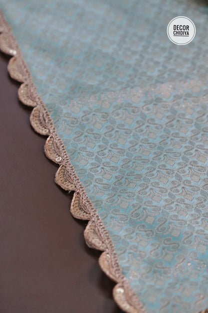 Banarasi Table  runner - various sizes - Sky blue color