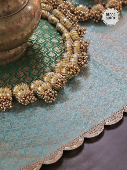 Banarasi Table  runner - various sizes - Sky blue color