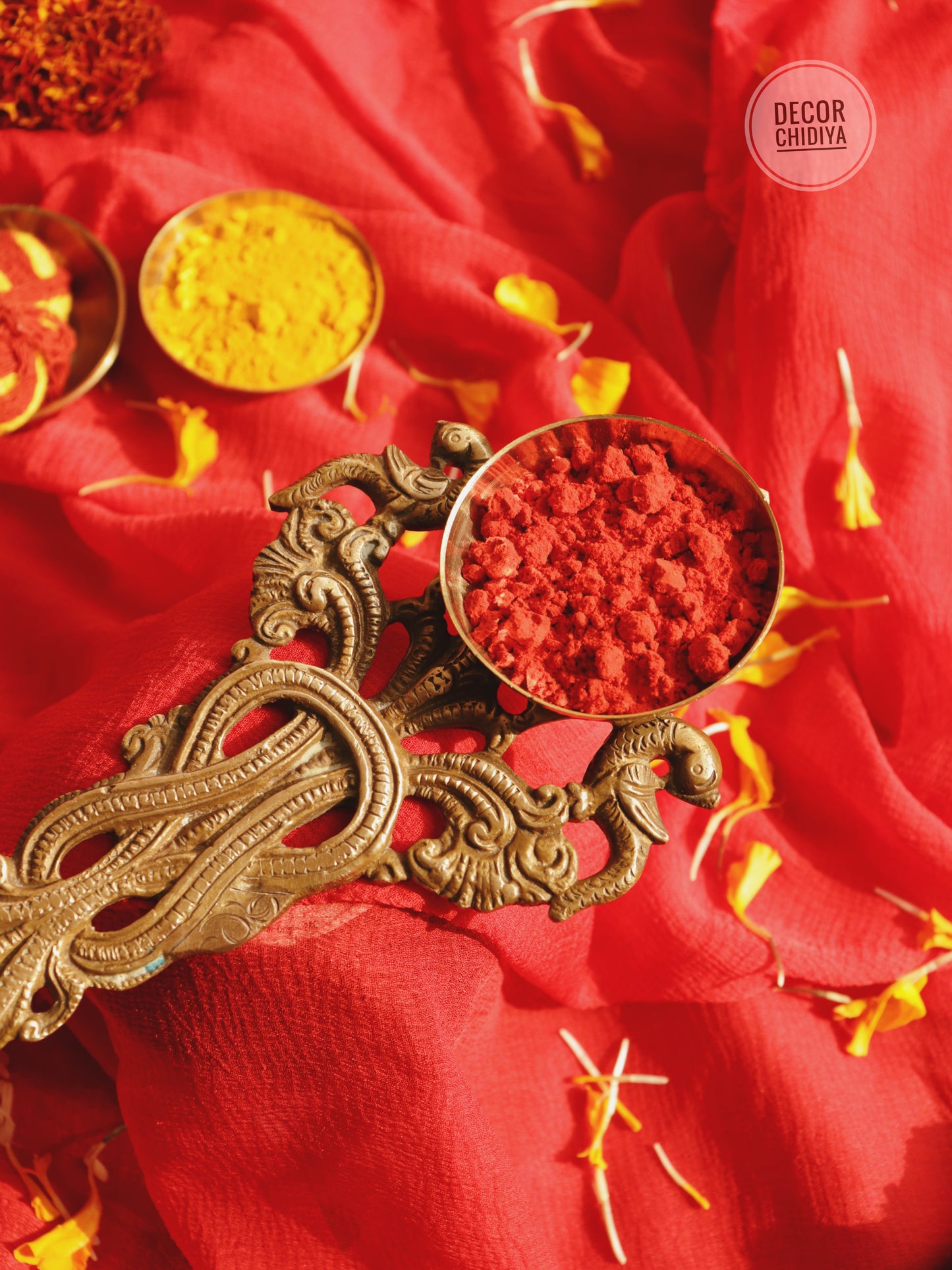 Antique Achmani | Handcarved Brass Temple Achmani diya