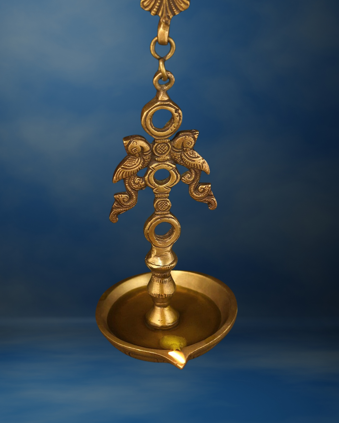 Antique Brass hanging diya  | Handcarved hanging Diya