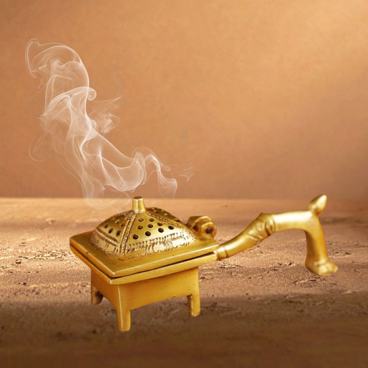 Handcrafted Brass square Dhoopdani | Sambrani & Dhoop Cone Burner