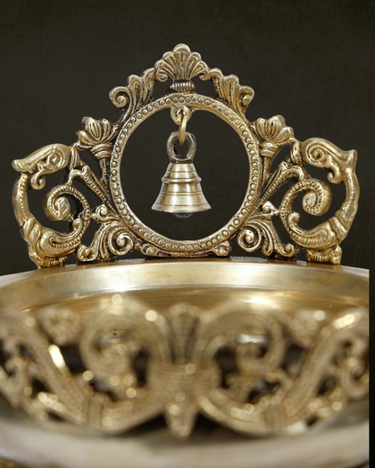 Brass Bell Ornate Urli for Pooja & Festive Decor | Traditional Handcrafted Brass Urli Bowl