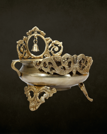 Brass Bell Ornate Urli for Pooja & Festive Decor | Traditional Handcrafted Brass Urli Bowl