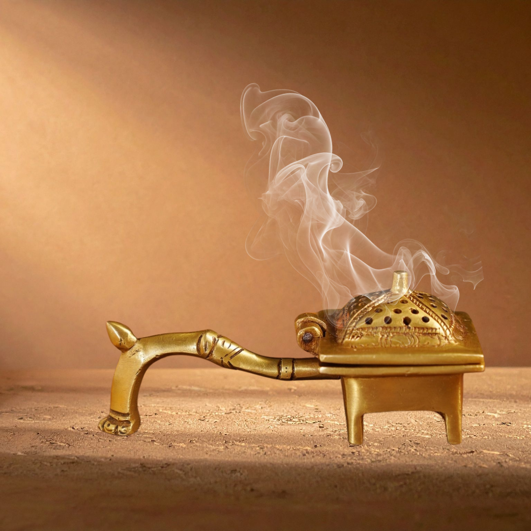 Handcrafted Brass square Dhoopdani | Sambrani & Dhoop Cone Burner