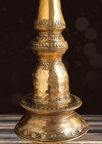 Peacock Diya Brass –Golden Brass Dokra Diya – Handcrafted Tribal Oil Lamp