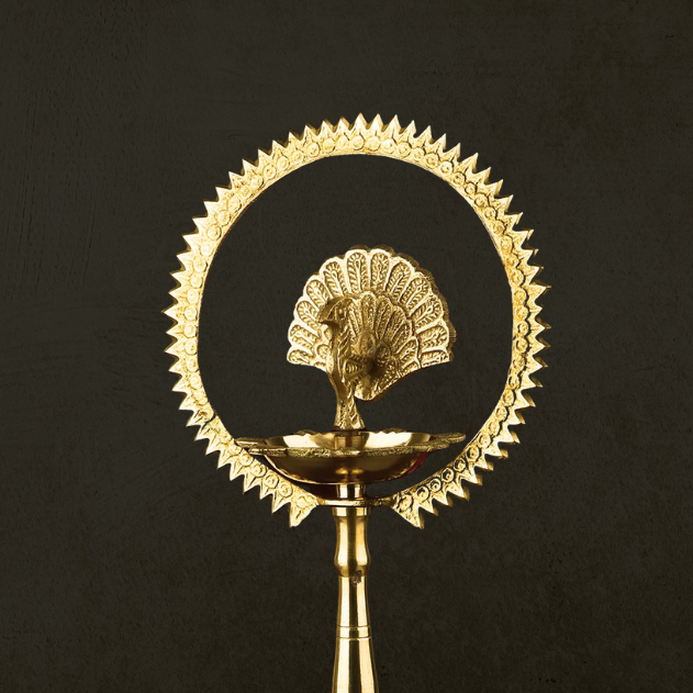 9-9.5 INCH Brass Mor Kiran Style Kerala Diya