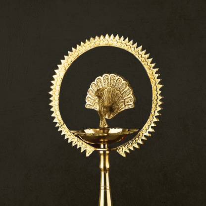 9-9.5 INCH Brass Mor Kiran Style Kerala Diya