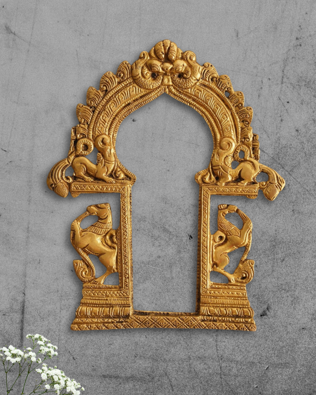 Antique Ashwa Prabhavalli | Handcarved Brass Temple Frame