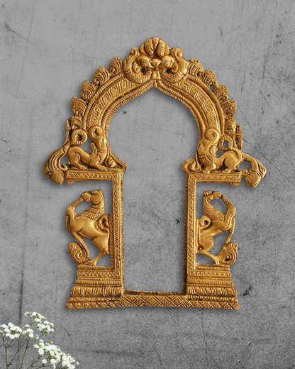 Antique Ashwa Prabhavalli | Handcarved Brass Temple Frame