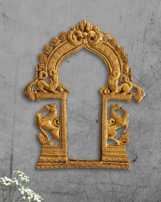 Antique Ashwa Prabhavalli | Handcarved Brass Temple Frame