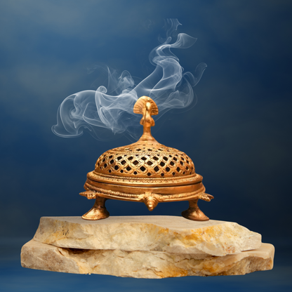 Handcrafted Brass Tortoise Dhoopdani | Sambrani & Dhoop Cone Burner