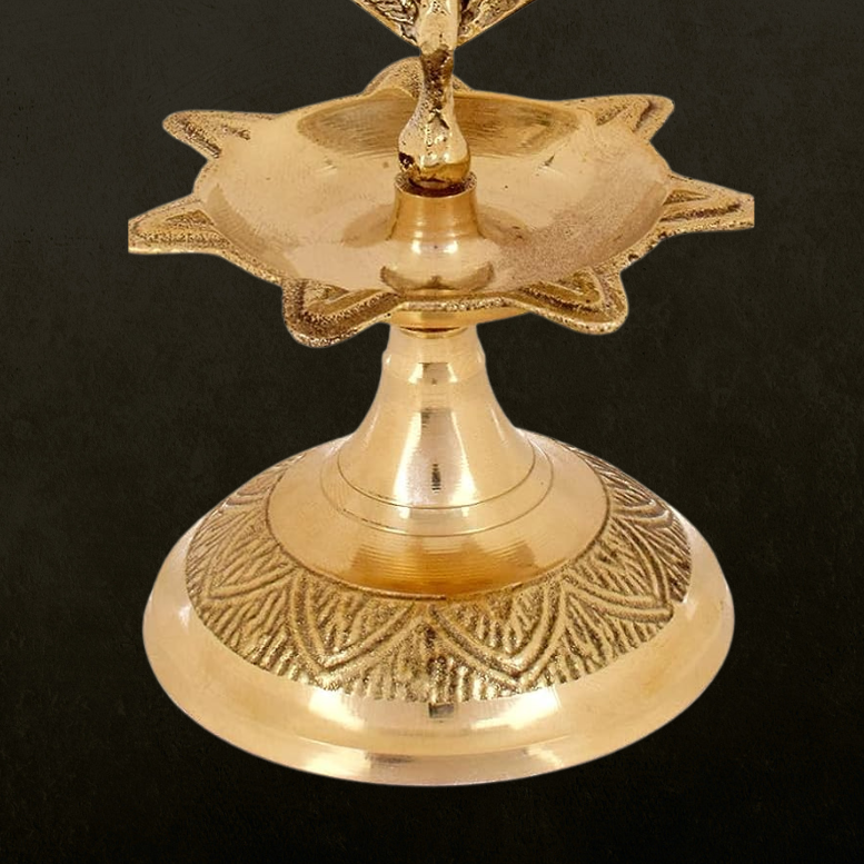 Handcrafted Brass Flying Peacock Kerala Samai Deepam Puja Diya