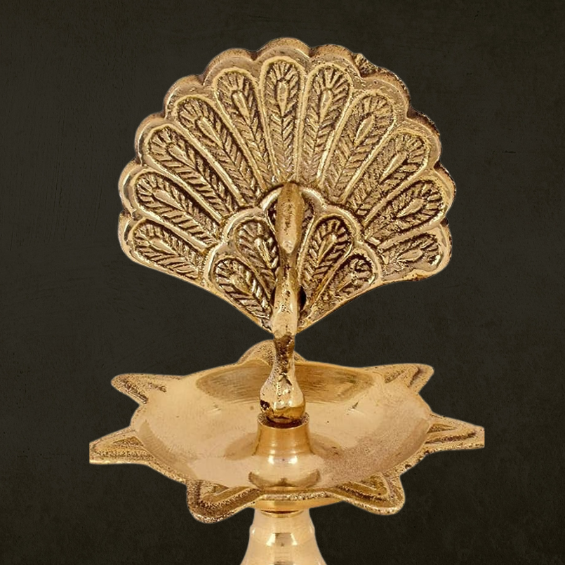 Handcrafted Brass Flying Peacock Kerala Samai Deepam Puja Diya