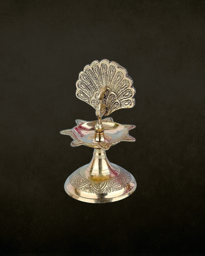 Handcrafted Brass Flying Peacock Kerala Samai Deepam Puja Diya