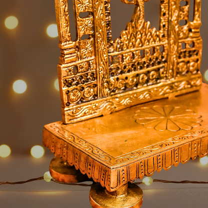 Antique Hand-Carved Singhasan (Brass)