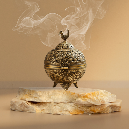 Pure Brass Gumbad Dhoop Dani or dhuna  – Antique Gold | Traditional Sambrani Holder