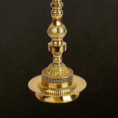 23 Inch 1 Step Brass Embossed Peacock Kerala Stand Diya