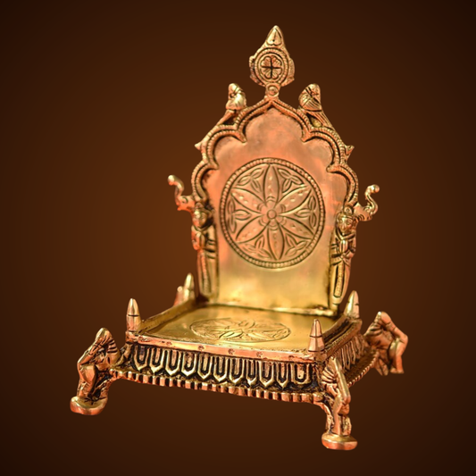 Antique Hand-Carved Parrot Singhasan (Brass)