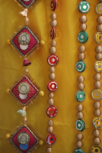 ZARI MIRROR WORK HANGING PAIR - VARIOUS COLORS