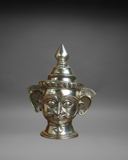 Brass Shiva Mukhlingam Idol -Silver Finished