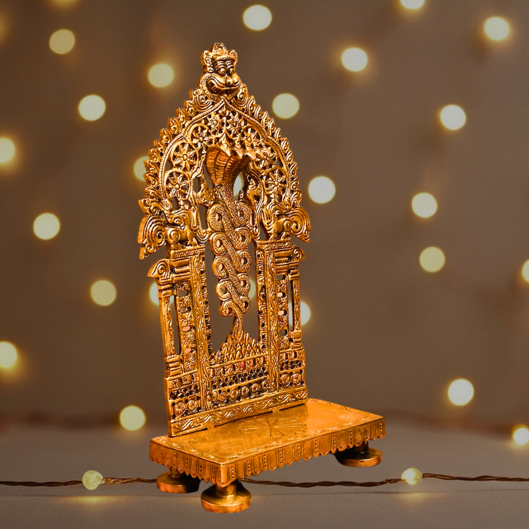 Antique Hand-Carved Singhasan (Brass)