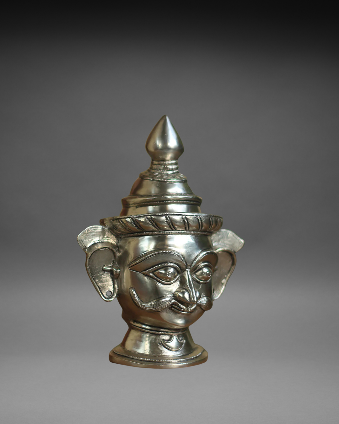 Brass Shiva Mukhlingam Idol -Silver Finished