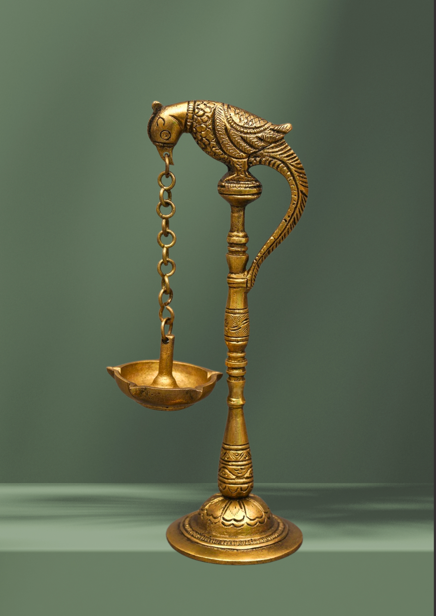 Handcrafted Brass Parrot Hanging Diya – Pair