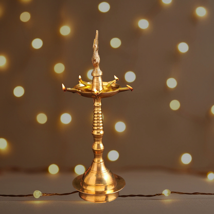 Antique Hand-Carved Peacock Lamp (Brass)