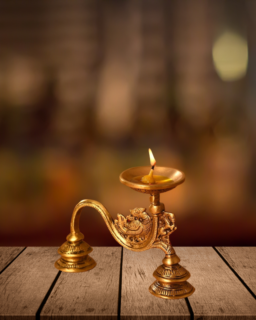 Antique Brass Diya | Handcrafted Brass Oil Lamp