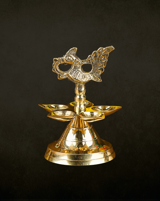 Brass 1 Step Panchmukhi Peacock Kerala Diya