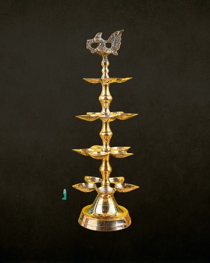 Brass 5  step Panchmukhi Peacock Kerala Diya